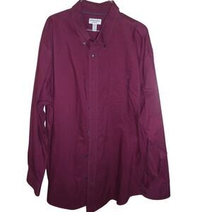 St. John's Bay Retro 90s Vintage Burgundy Collared Classic Fit Shirt Men 2XL
